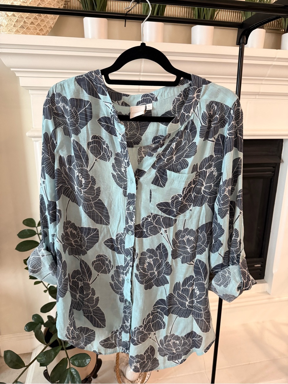 Zac & Rachel Aqua Blue Floral Button-Down Shirt